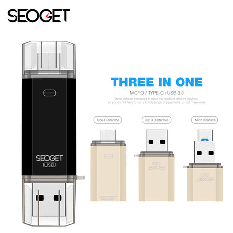 3 in 1 Smartphone Type-C Mirco usb 3.0 usb flash drive 128GB 64GB 32GB 16GB 8GB pen drive usb OTG for samsung huawei xiaomi
